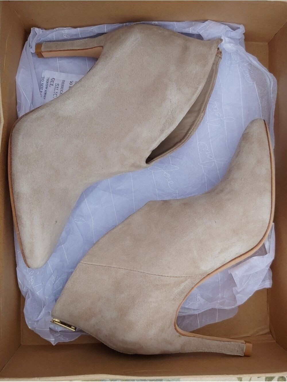 Joie Jadyn Pointed-Toe Suede Ankle Booties in Light Taupe Women's 37.5 US 7.5 - Picture 9 of 16